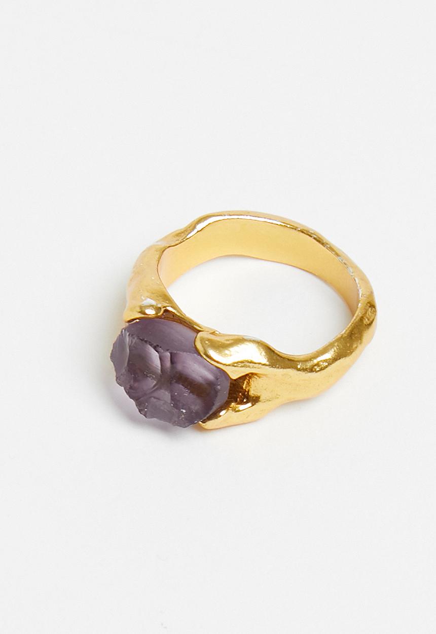 MANGO - Asymmetric crystal ring - gold