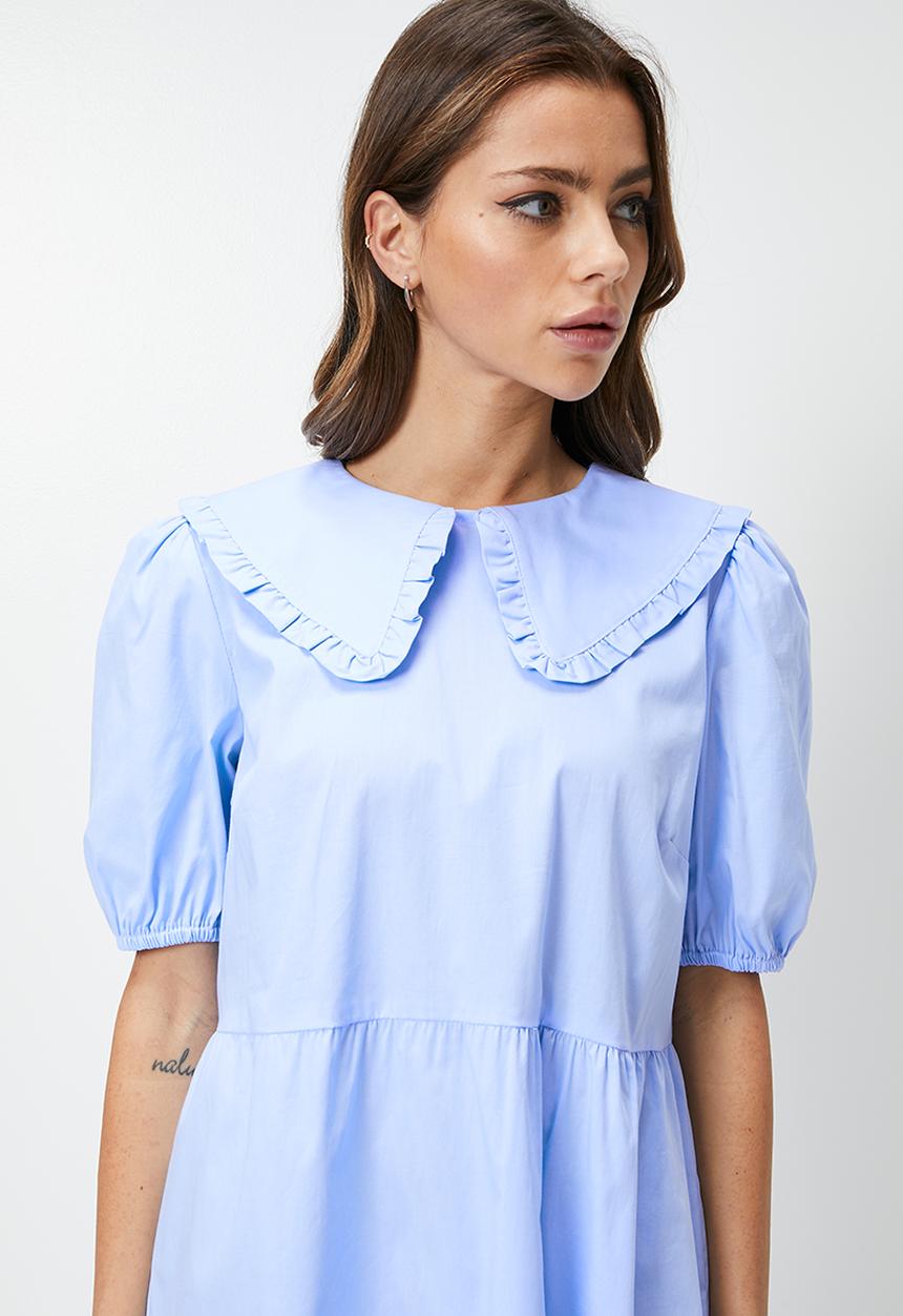Blake - Peter pan collar mini babydoll dress - powder blue