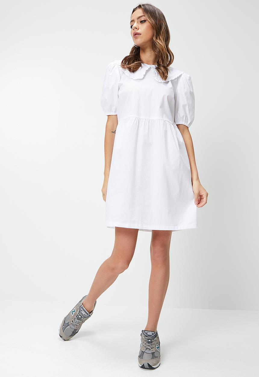 Blake - Peter pan collar mini babydoll dress - white