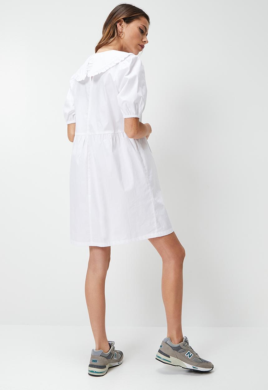 Blake - Peter pan collar mini babydoll dress - white