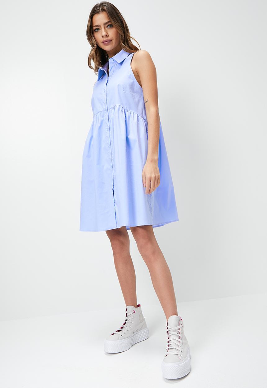 Blake - Sleeveless babydoll shirt dress - powder blue