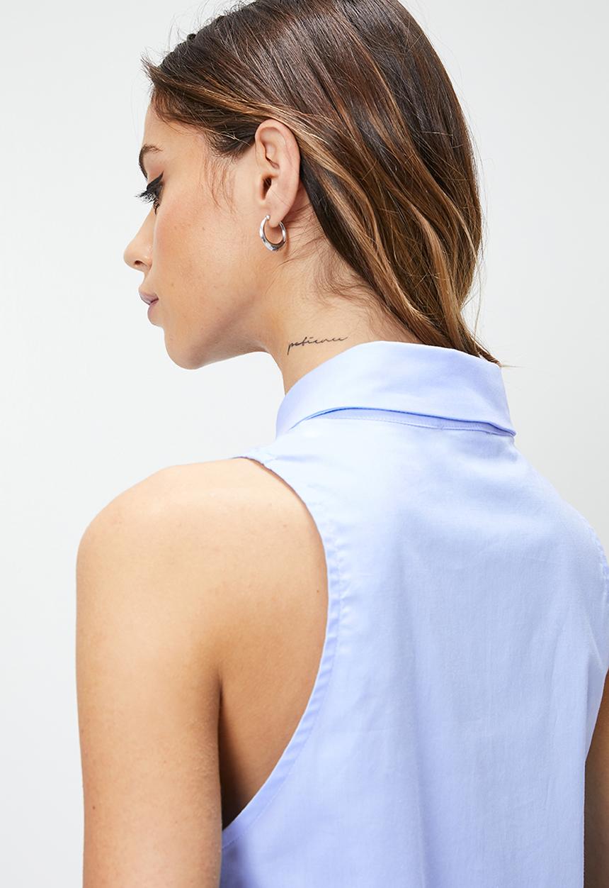 Blake - Sleeveless babydoll shirt dress - powder blue