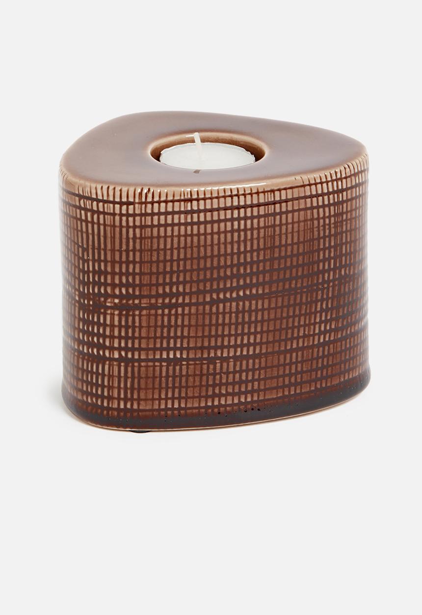 Present Time - Triangle t-light holder large - brown