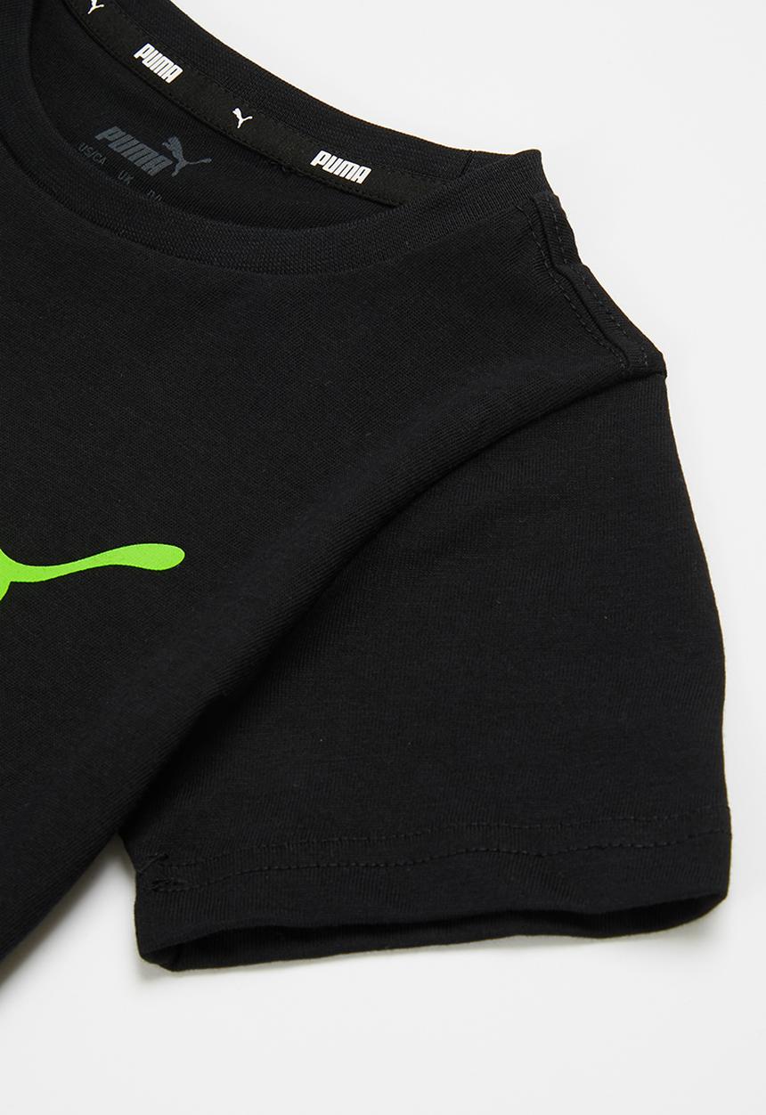 PUMA - Ess+ 2 col logo tee b - puma black-green flash