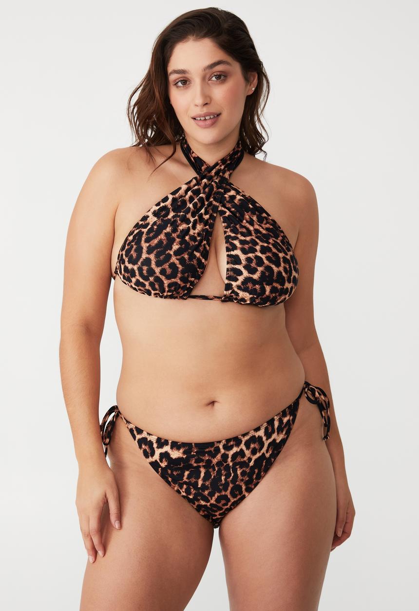 Cotton On - Curve floss bikini top - exotic leopard - brown 