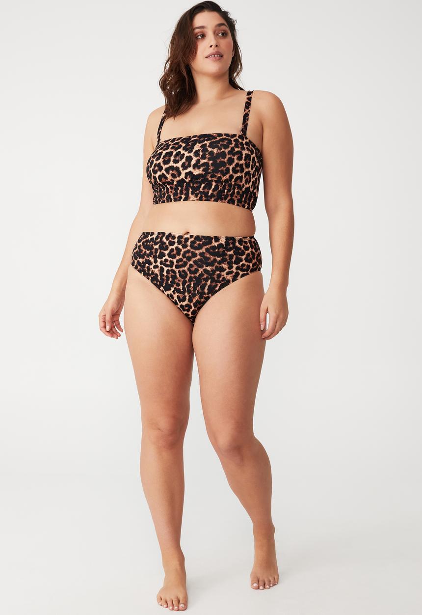 Cotton On - Curve high waisted bikini bottom - exotic leopard - brown 