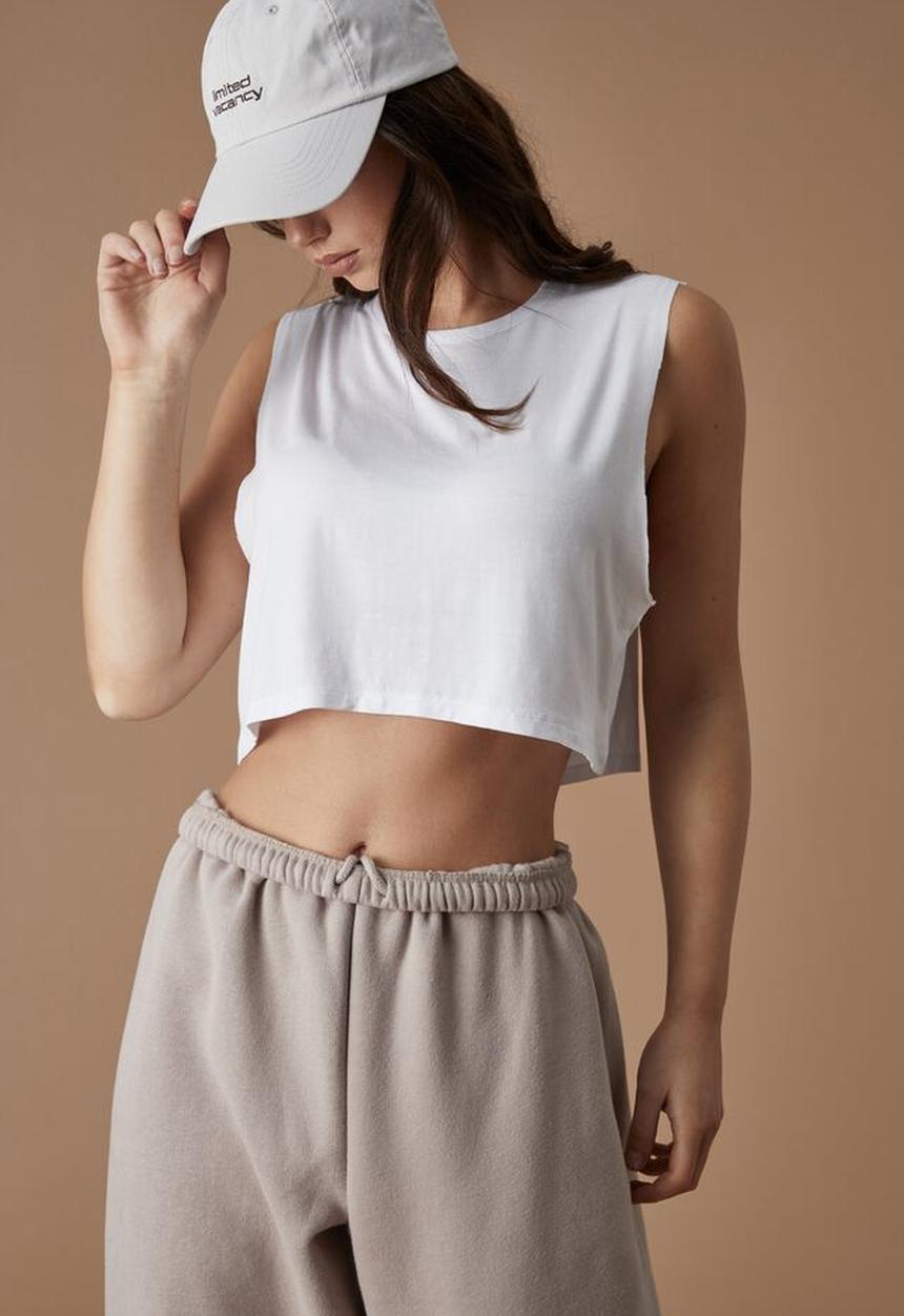 Factorie - Cropped muscle tank - white