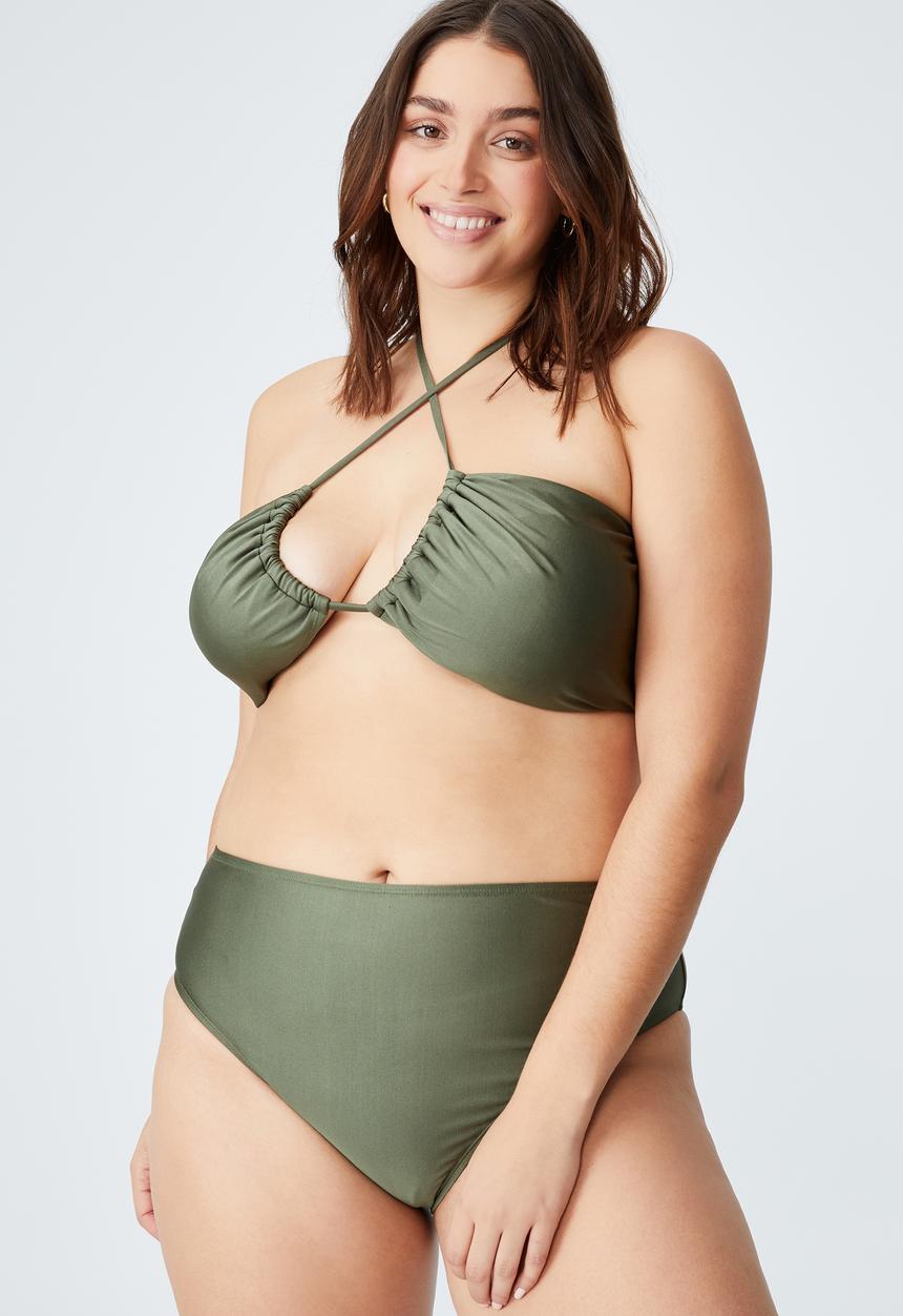 Cotton On - Curve high waisted bikini bottom - warm khaki