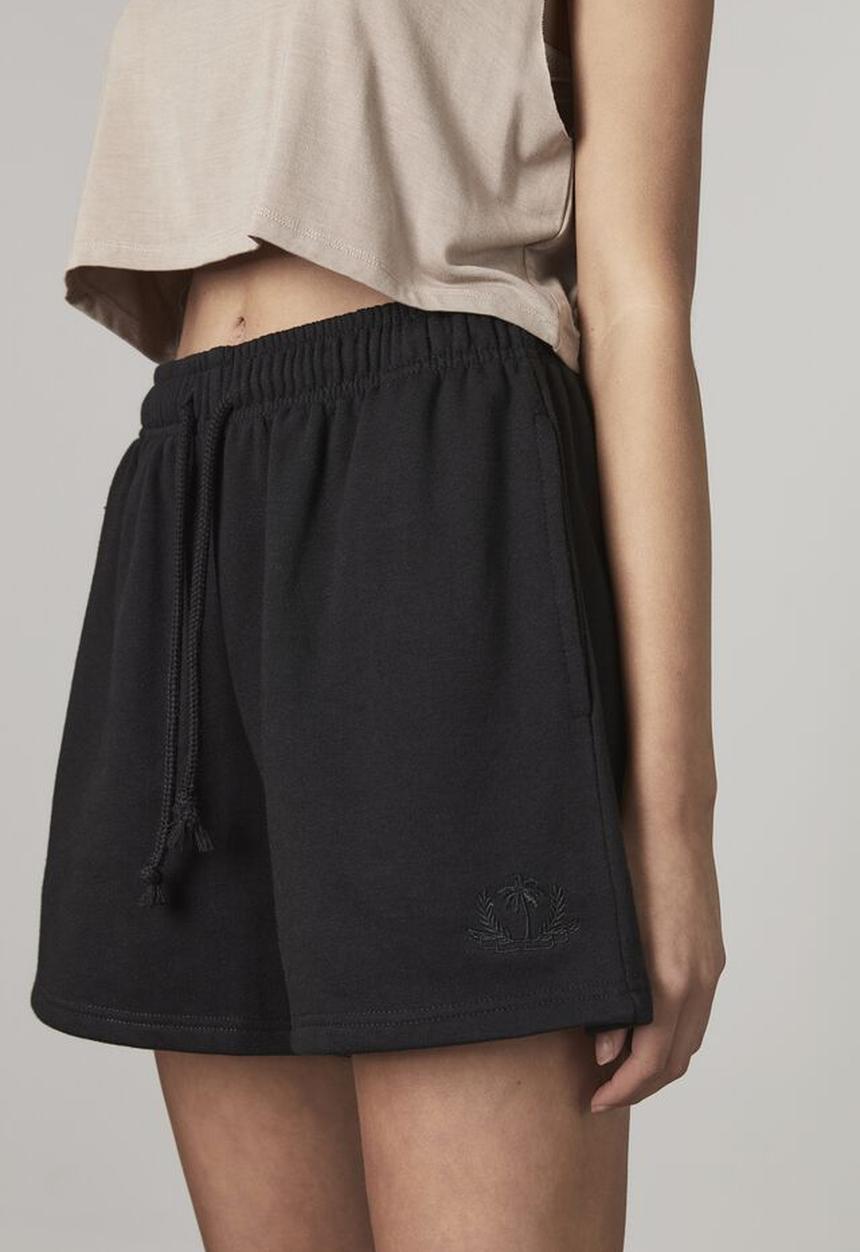 Factorie - Loopback fleece short - black/palm tree