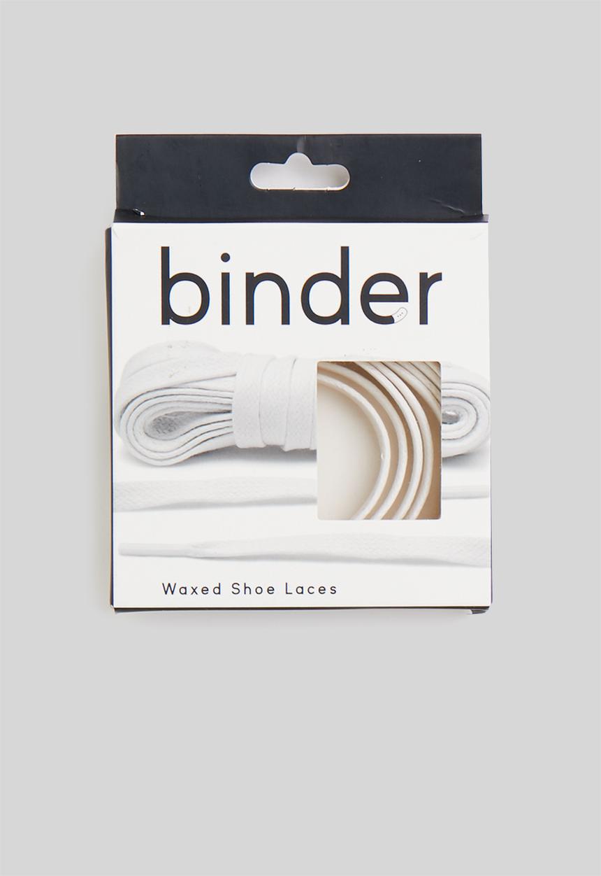 Binder - Waxed shoe laces with metal tips 80cm - white