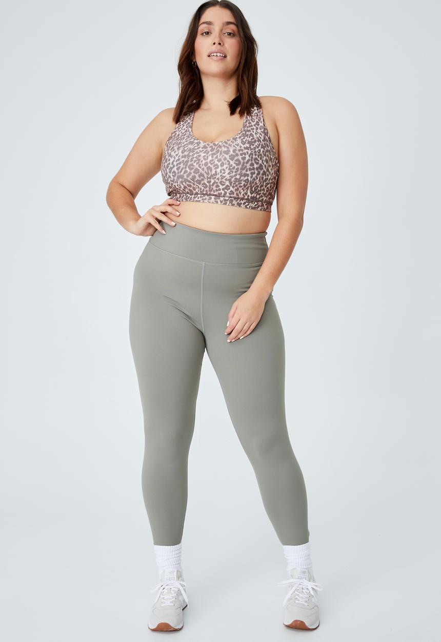 Cotton On - Curve strappy sports crop - textured leopard - brown 