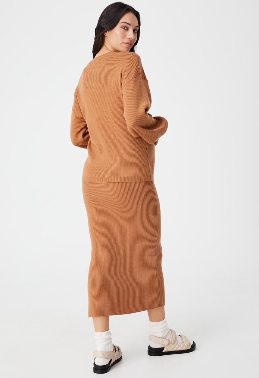 Cotton On - Maternity friendly ultimate midi skirt - soft camel