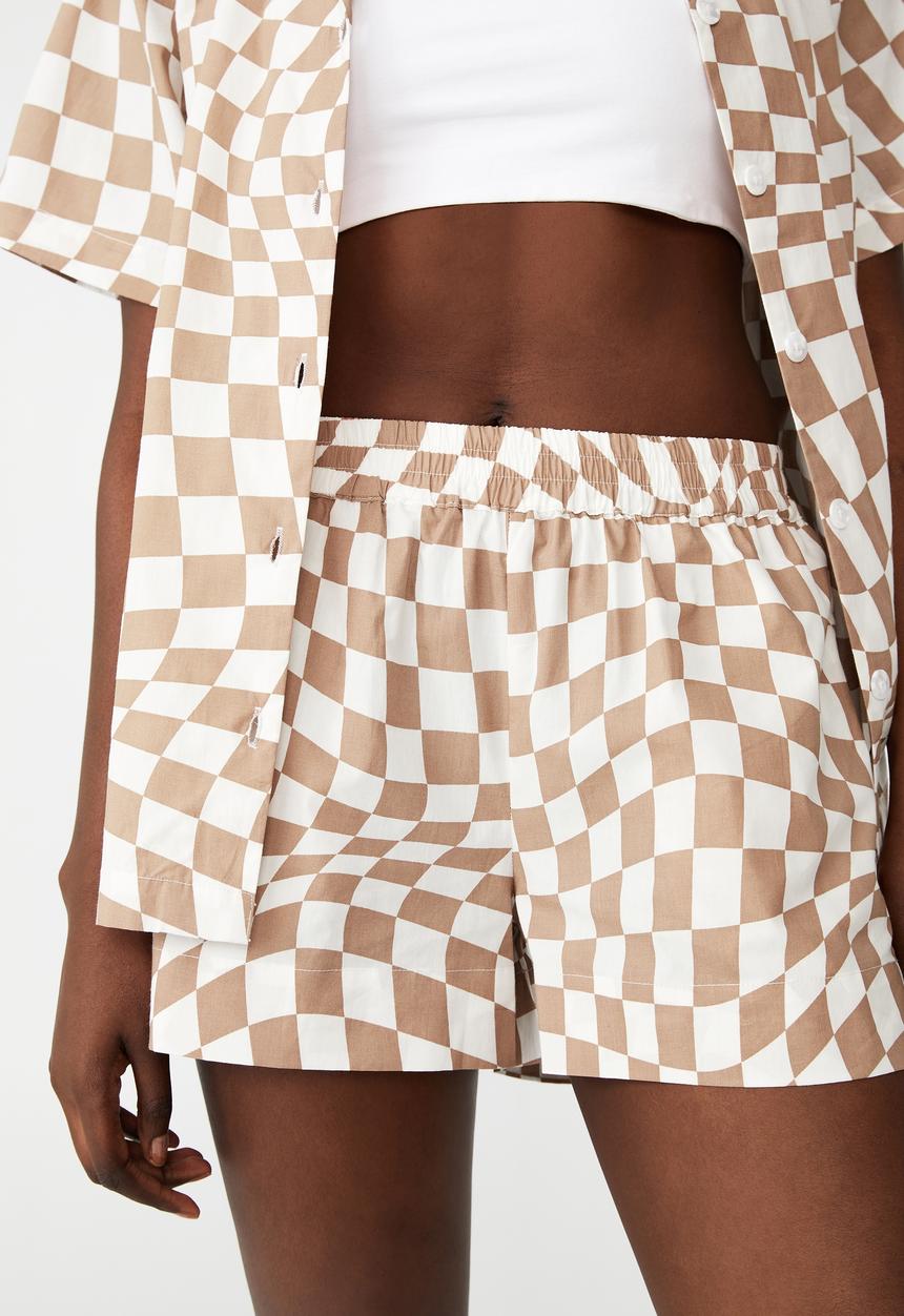 Cotton On - Summer daze short - chiara checkerboard - soft camel