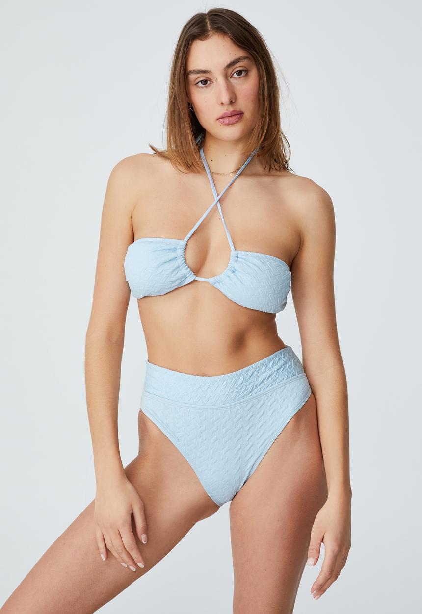 Cotton On - High waisted cheeky bikini bottom - sea salt blue