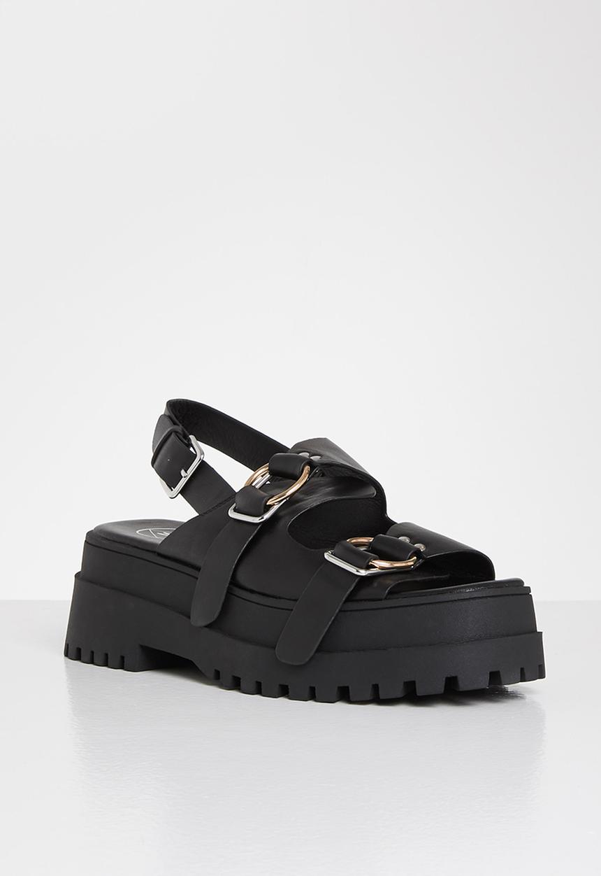 Missguided - Double buckle chunky sole sandal - black