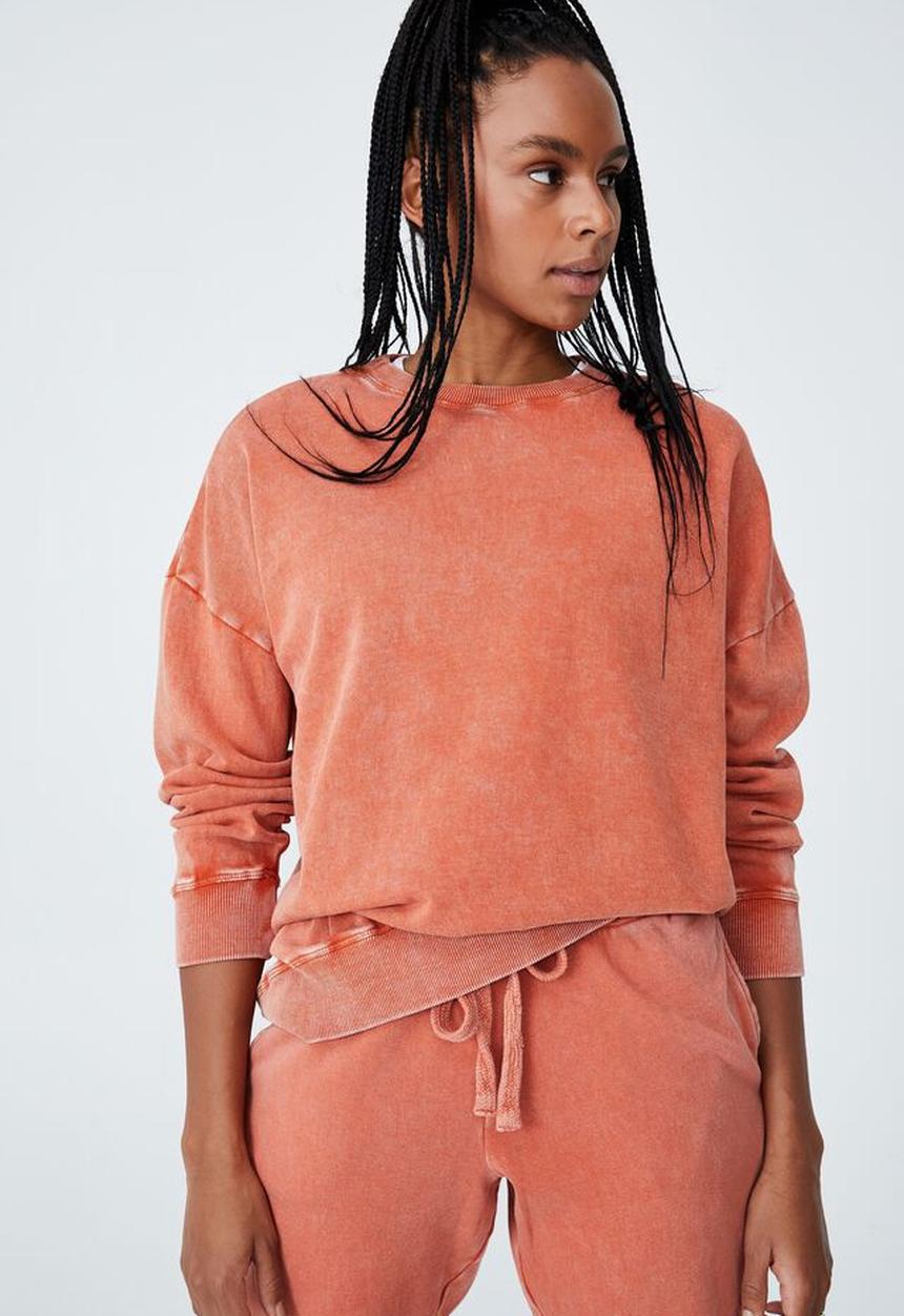 Cotton On - Lifestyle long sleeve crew top - clementine washed
