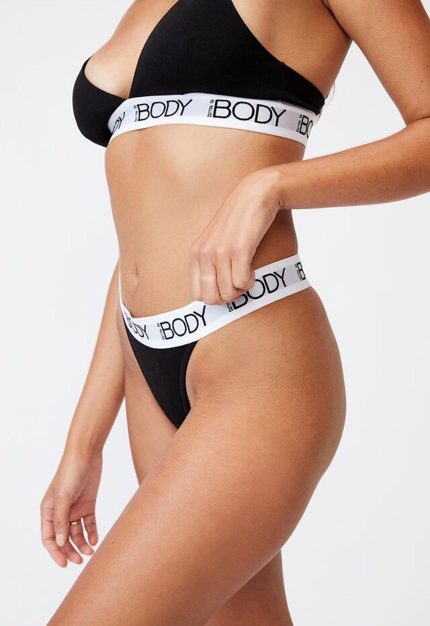 Cotton On - Body organic cotton tanga g-string brief - black