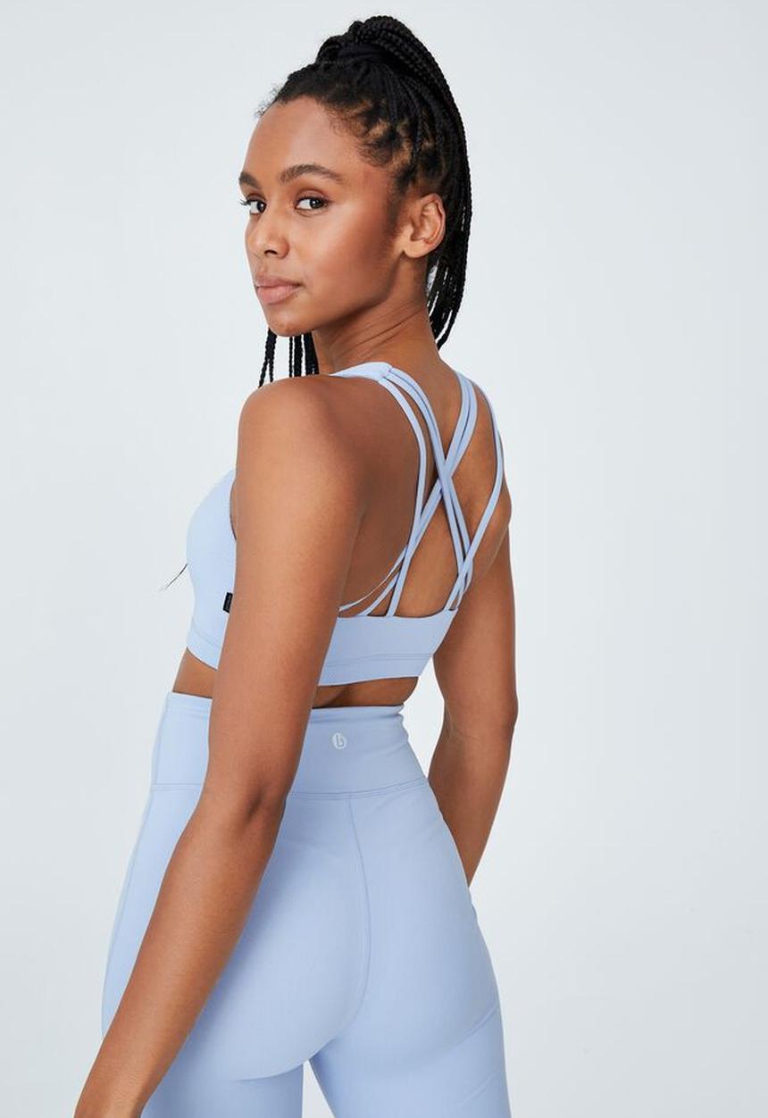 Cotton On - Strappy sports crop - iced sky texture