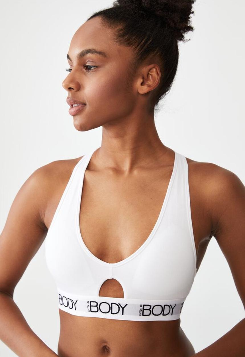 Cotton On - Body organic cotton racer crop - white