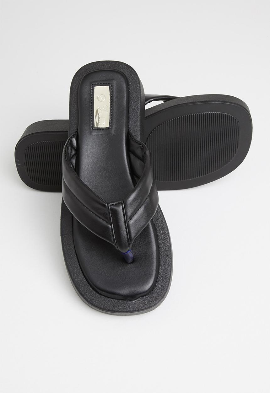 Plum - Honey chunky flatform flip flop - black