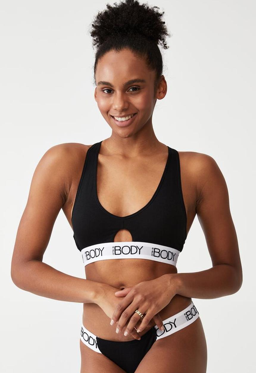 Cotton On - Body organic cotton racer crop - black