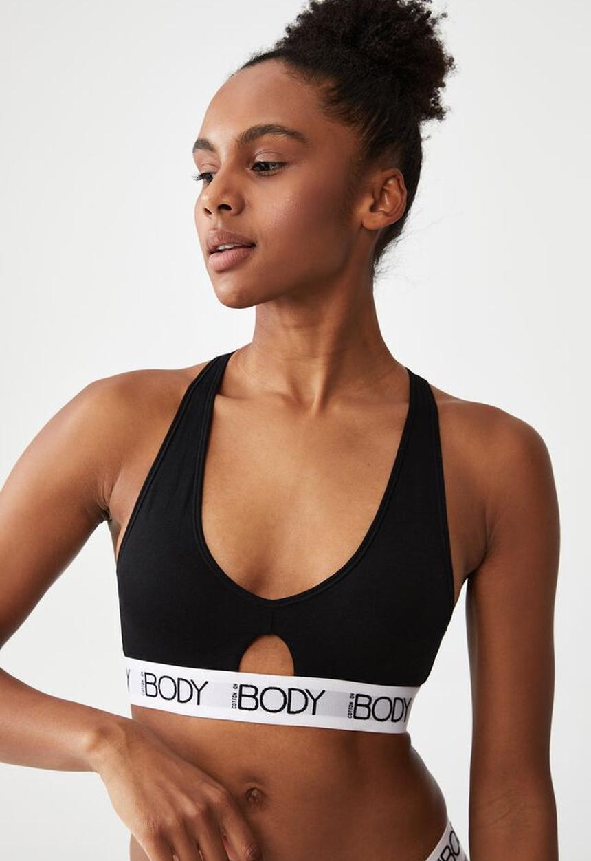 Cotton On - Body organic cotton racer crop - black