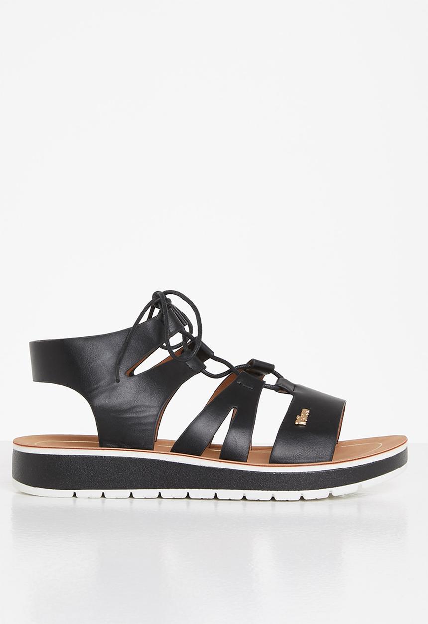 Plum - Ladonna strappy tie sandal - black