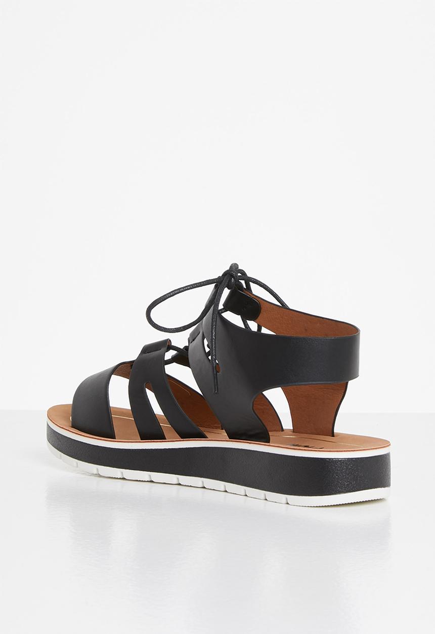Plum - Ladonna strappy tie sandal - black