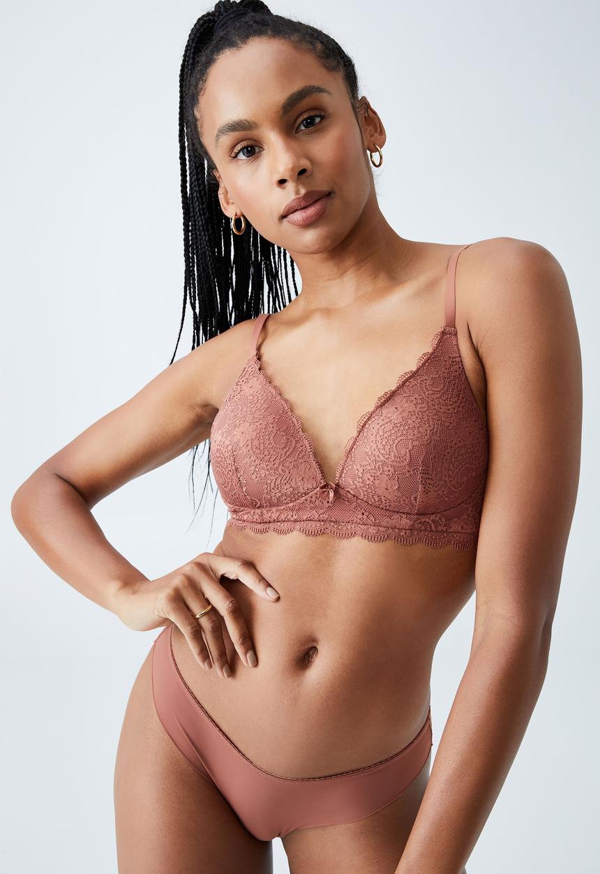 Cotton On - Ultimate comfort lace wirefree bra - cappuccino