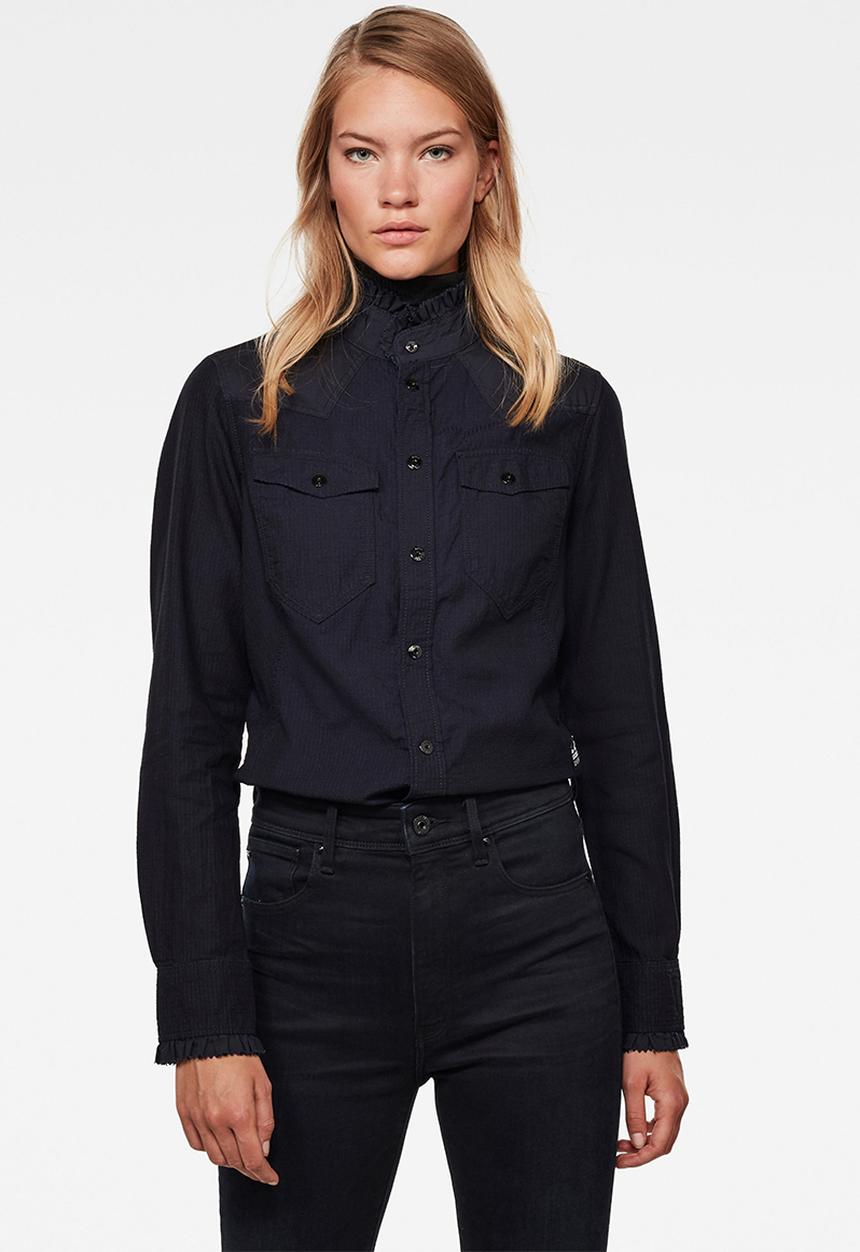 G-STAR - Western kick frill slim long sleeve shirt - rinsed