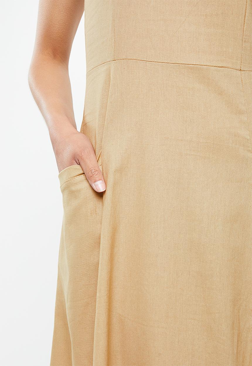 dailyfriday - Pocket tiered midi dress - stone