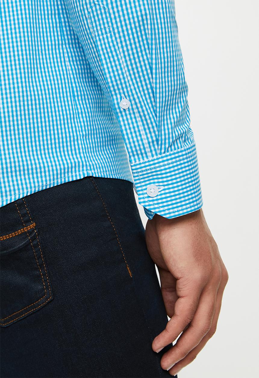 POLO - Christian gingham shirt - blue