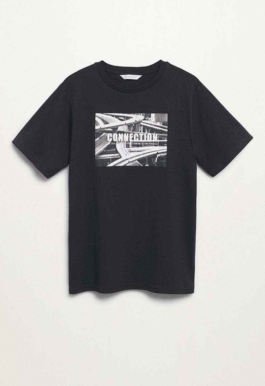 MANGO - T-shirt photo - black