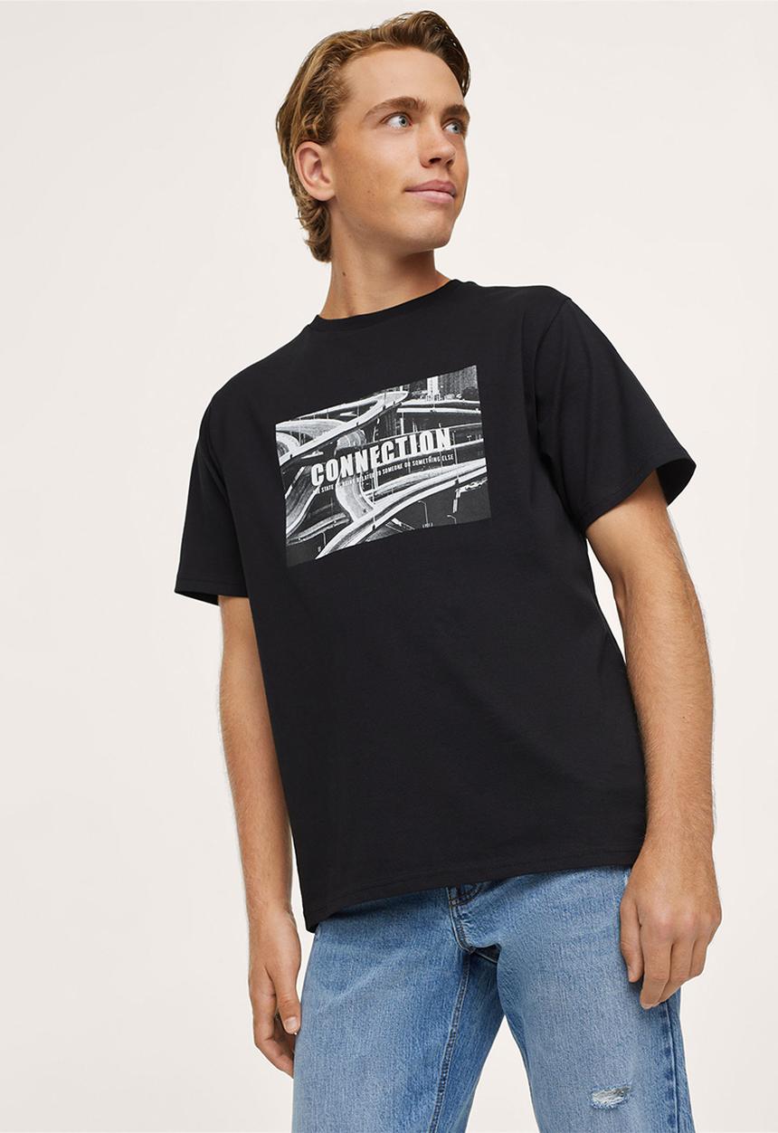 MANGO - T-shirt photo - black