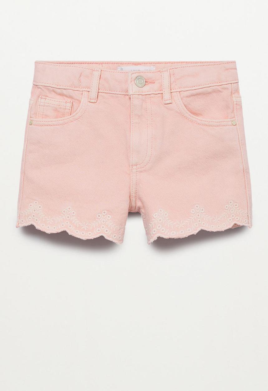 MANGO - Embroidered denim short - pink