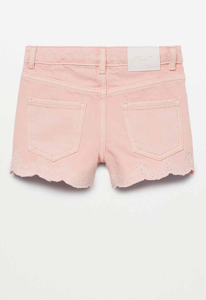 MANGO - Embroidered denim short - pink