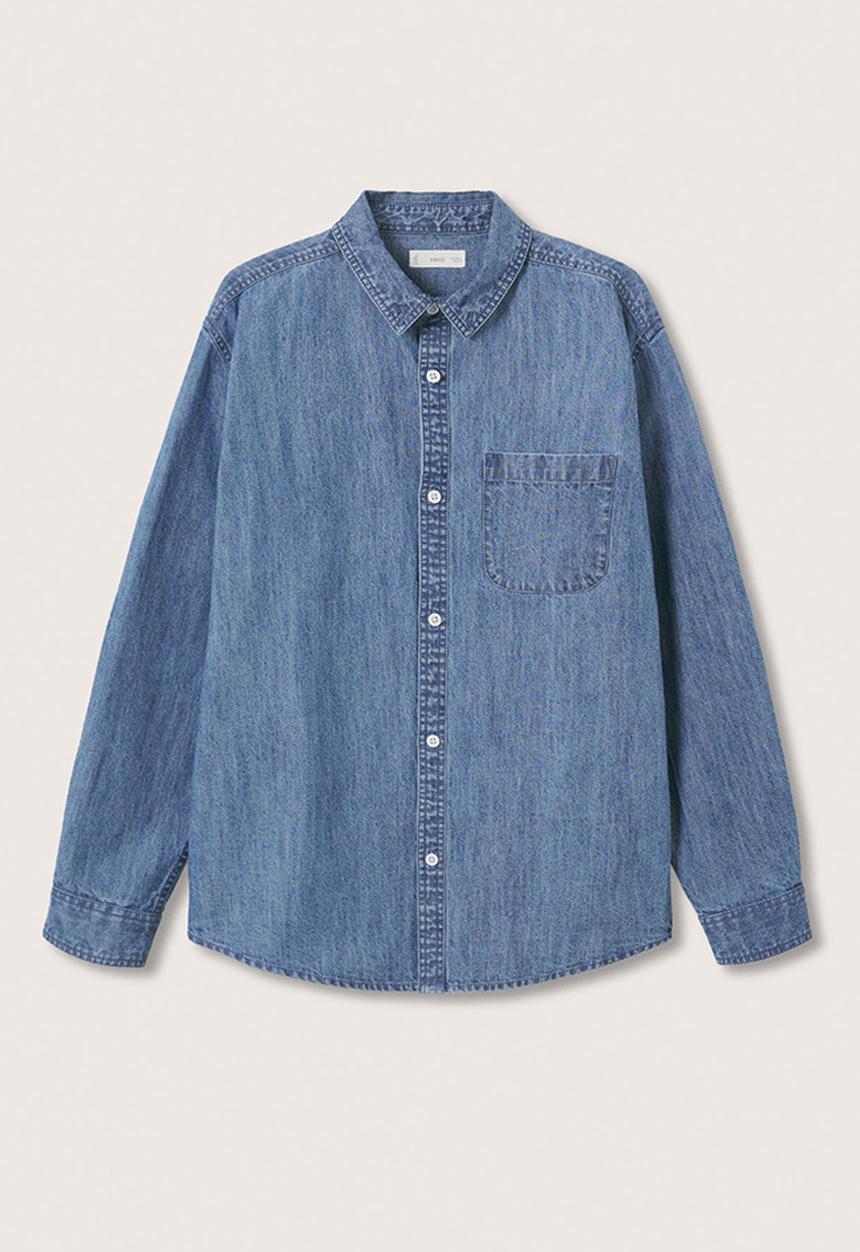 MANGO - Shirt lion - open blue