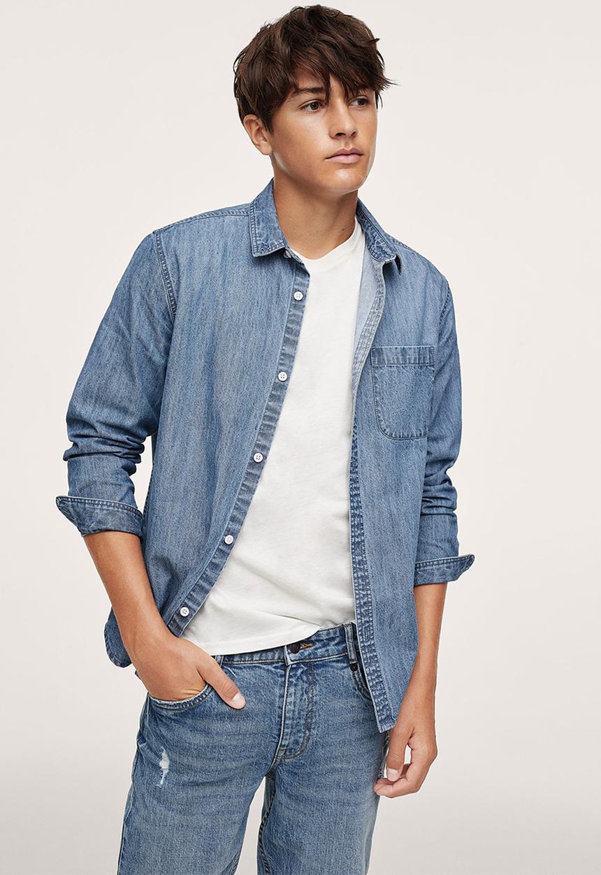 MANGO - Shirt lion - open blue