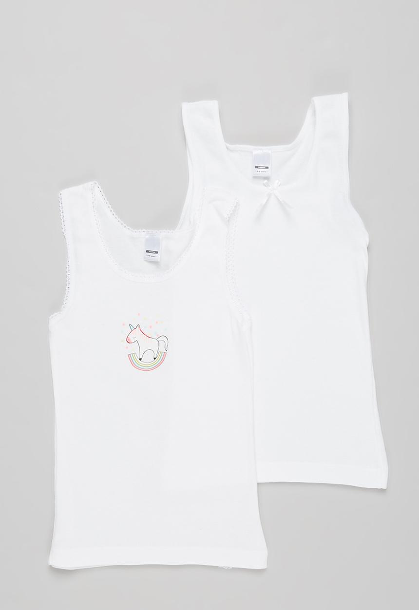 Pop Candy - Girls 2 pack sleeveless vest - white