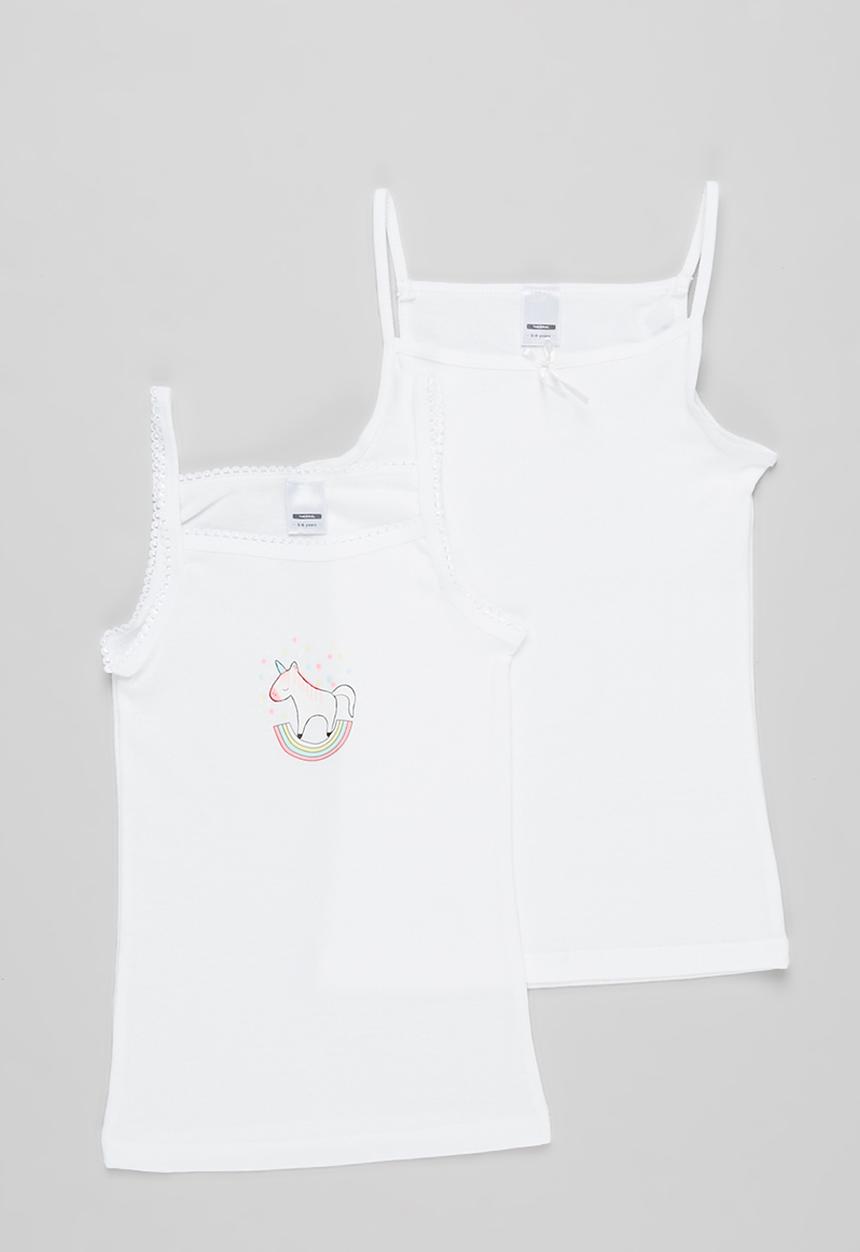 Pop Candy - Girls 2 pack strappy vest - white