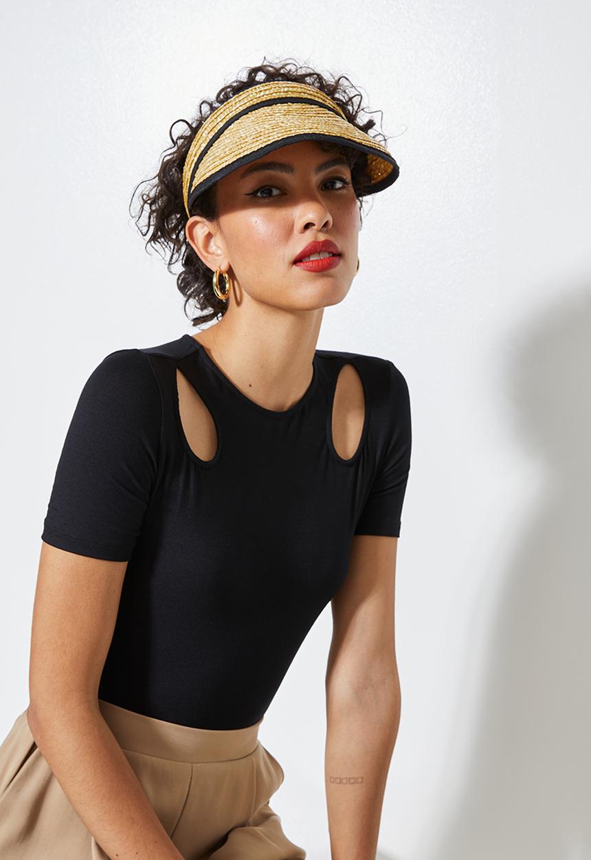 Superbalist - Erin straw visor - natural & black