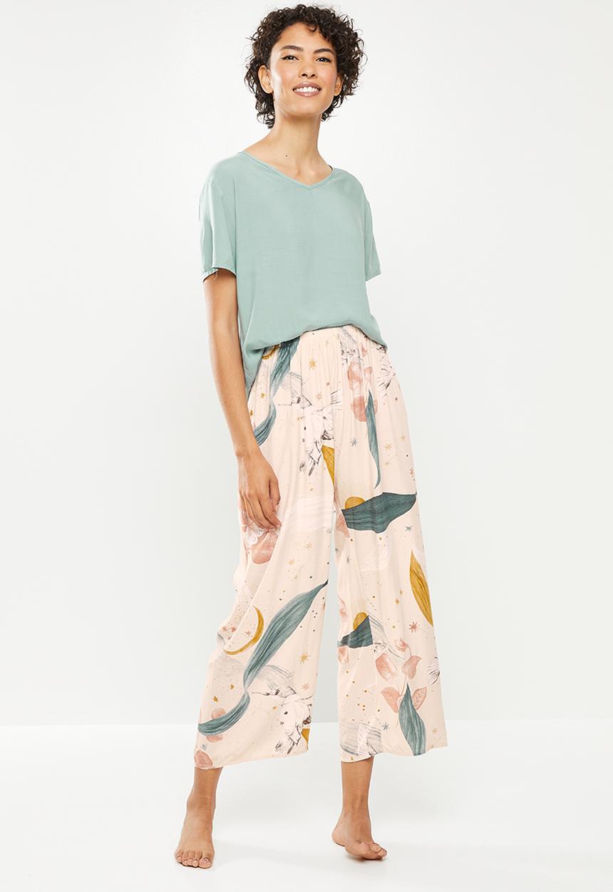 dailyfriday - Sleep top & wide leg pants - sage print