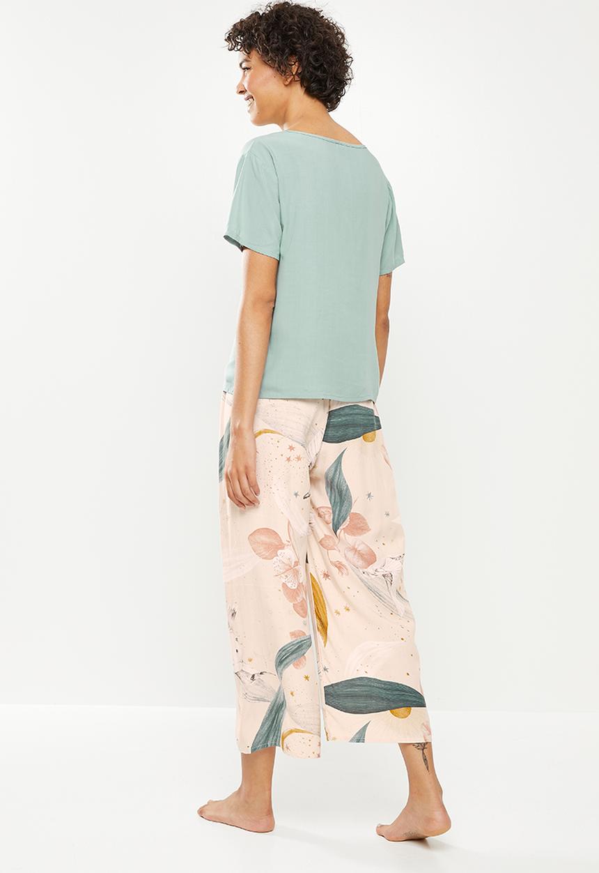 dailyfriday - Sleep top & wide leg pants - sage print