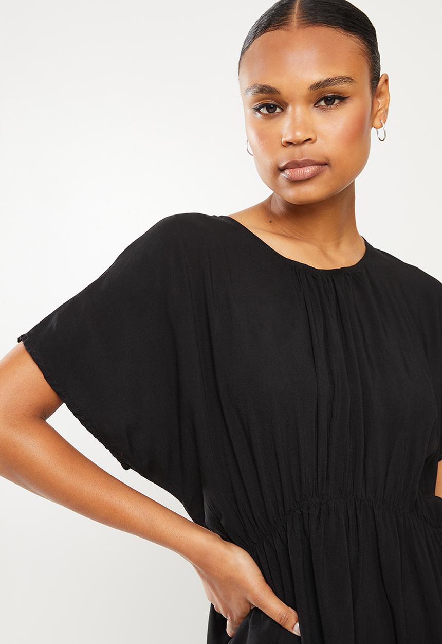 Missguided - Ruched waist skater dress - black