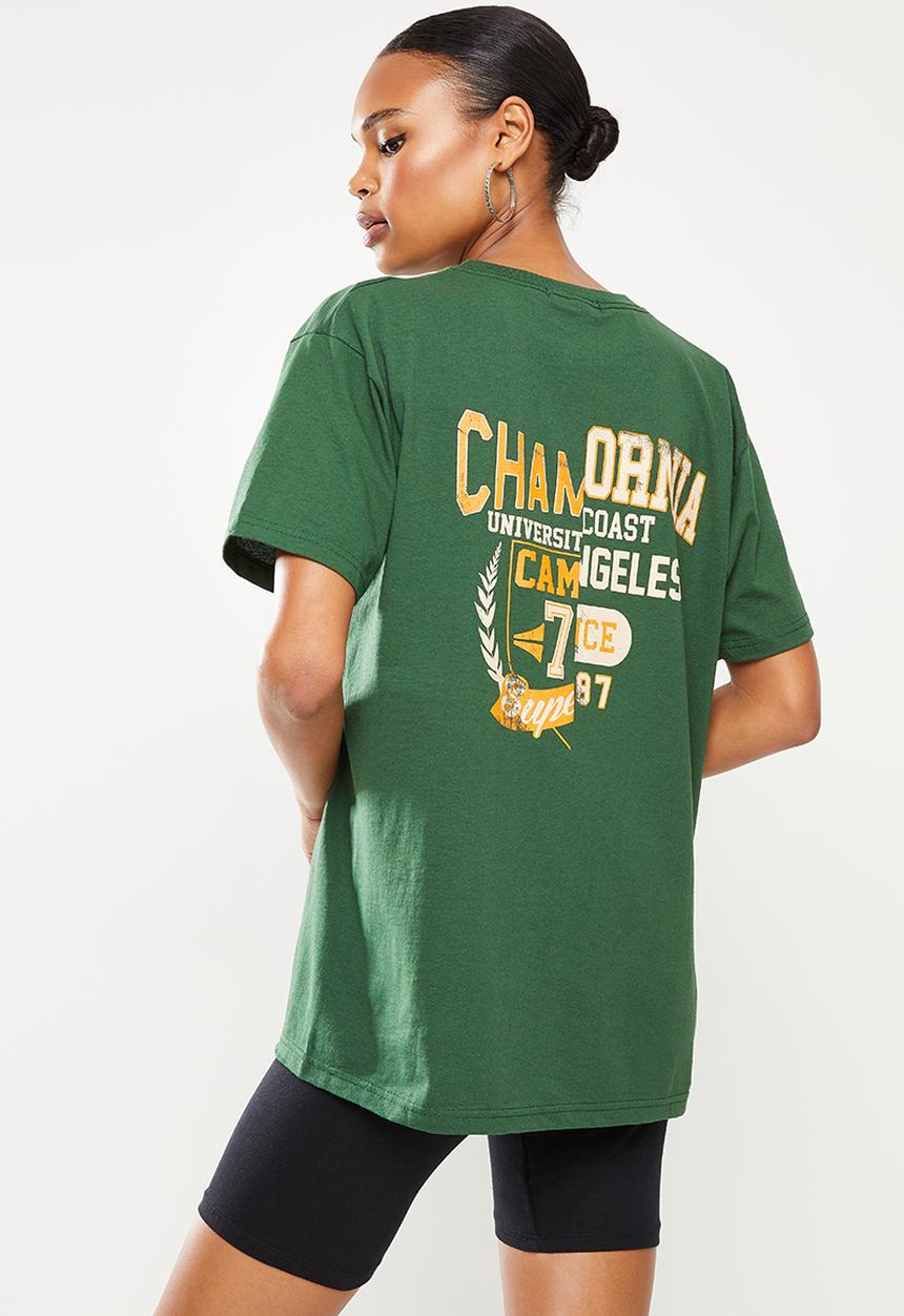 Missguided - Oversized splice logo tee - green