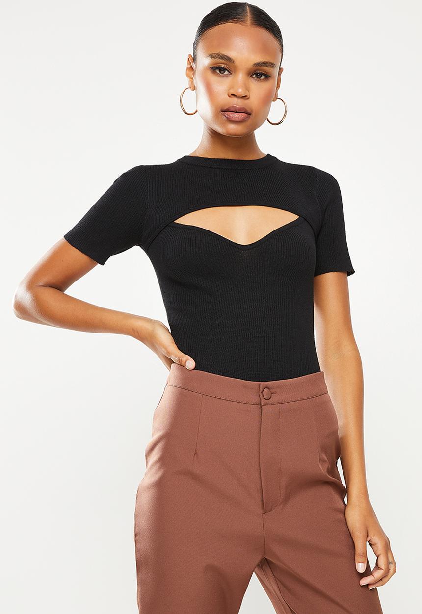 Missguided - Cut out sweetheart bodysuit - black