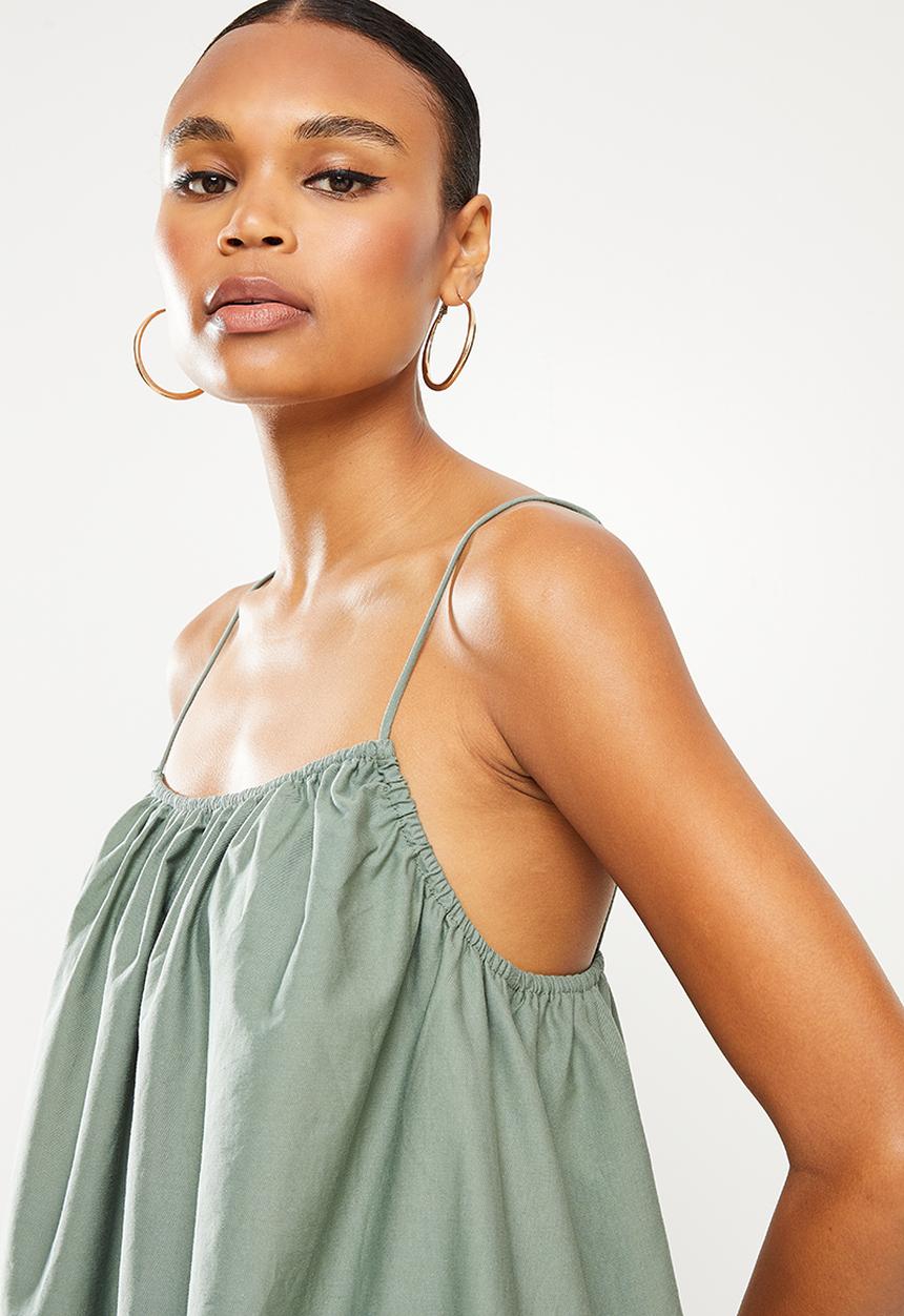 Missguided - Cami strap smock dress poplin - green
