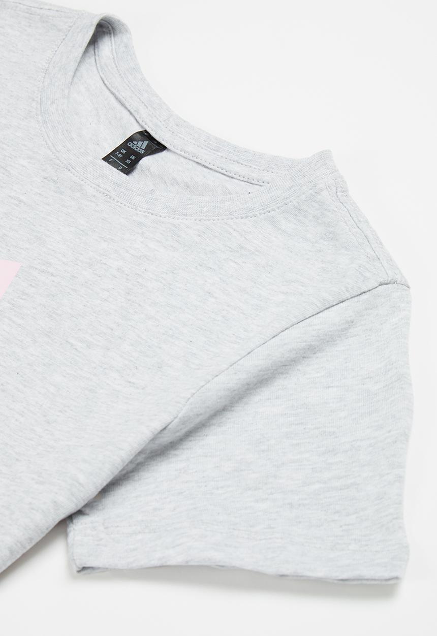 adidas Performance - G bl tee - light grey heather/clear pink