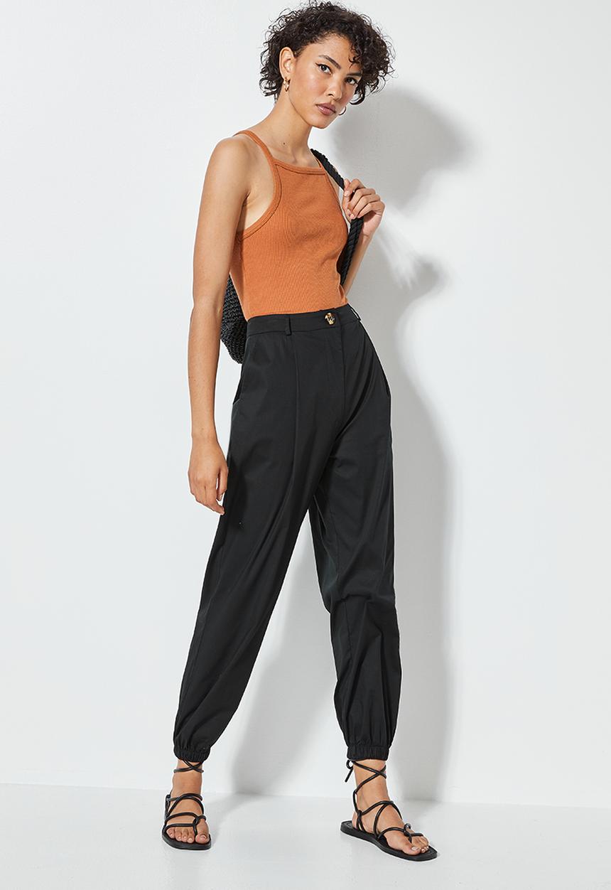 Superbalist - Poplin slouch trouser - black