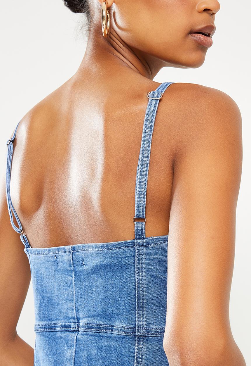 Missguided - Button through cami dress - blue